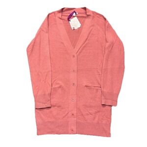 NEW Garnet Hill 100% Cashmere Cardigan Sweater Women's M Pink Button Front